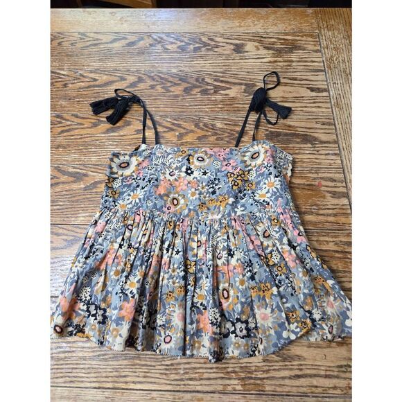 THE GREAT The Tassel Tie Dainty Floral Crop Camisole In Multi sz 1 (US Small) - Picture 2 of 5